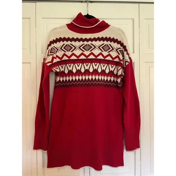 Eddie Bauer wool fairisle Cowlneck sweater m - Picture 6 of 9